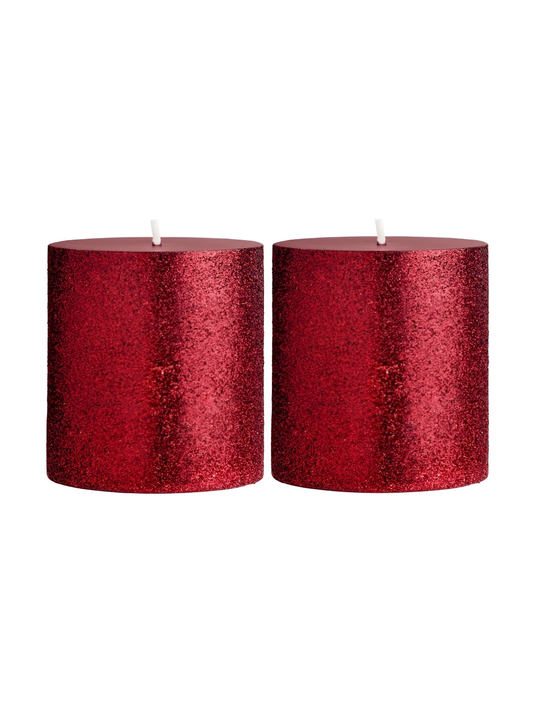

atorakushon Red-Toned 2 pieces Glitter Scented Pillar Candle