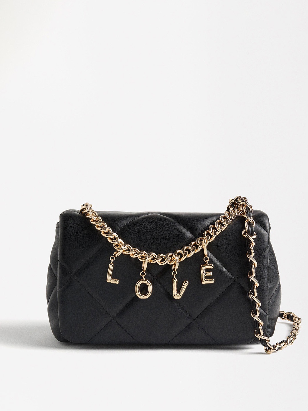 

PARFOIS Structured Quilted Sling Bag, Black