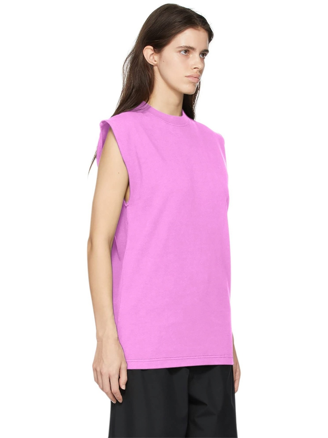 

NOTWILD Women Solid Round Neck Cotton T-shirt, Lavender