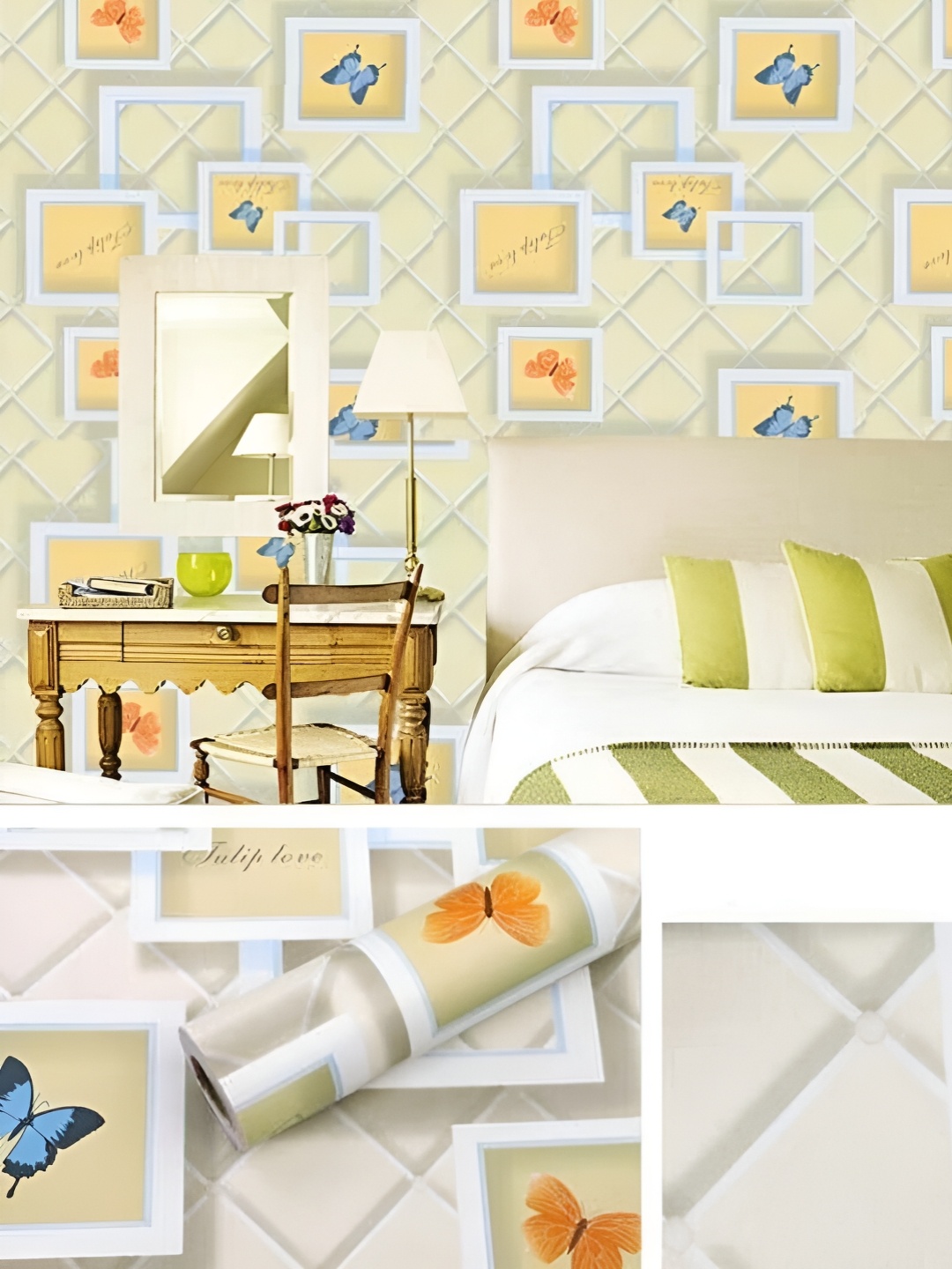 

ANNA CREATIONS Beige & White Geometric Printed Decorative Wallpaper