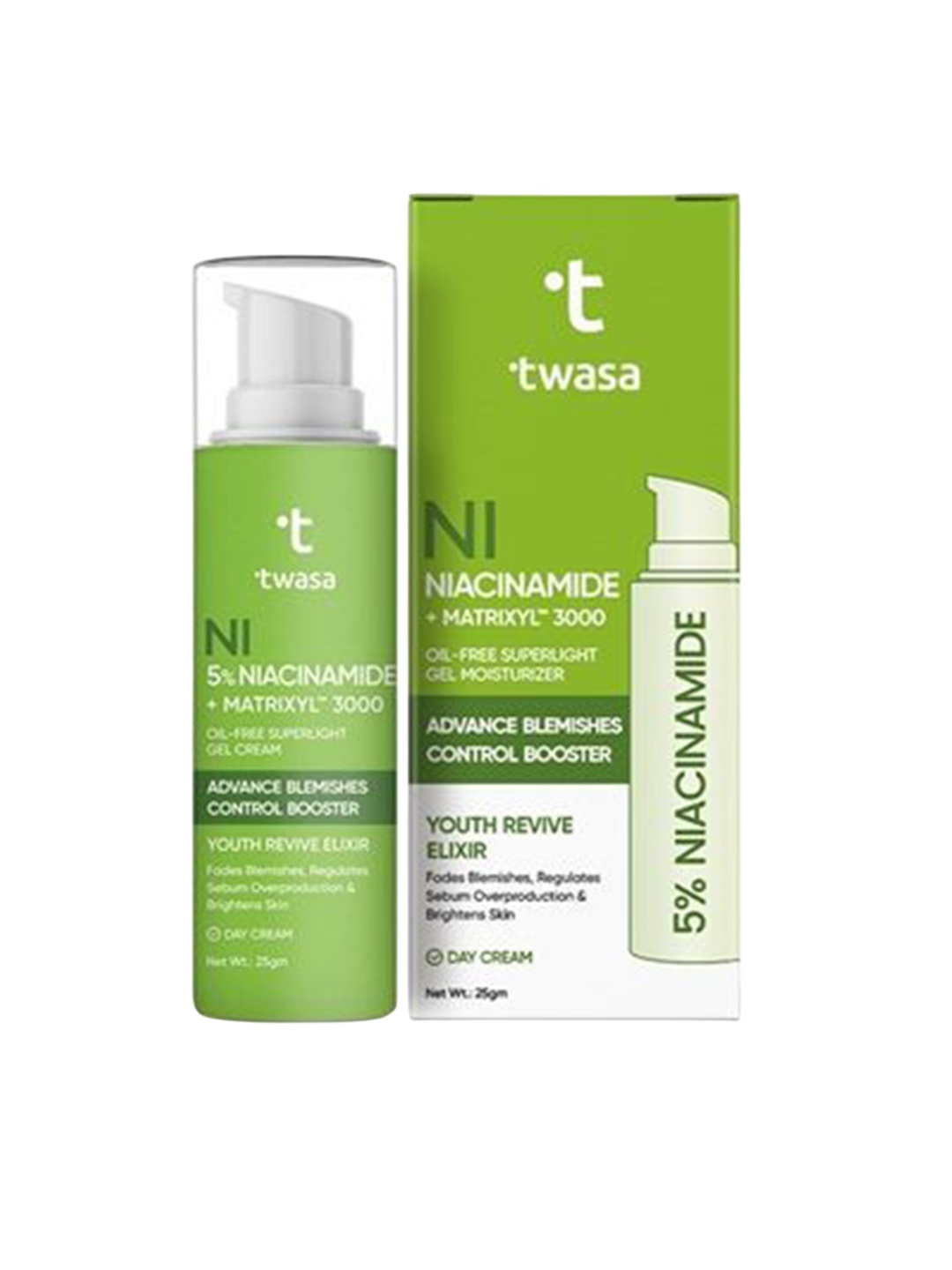 

Twasa 5% Niacinamide + Matrixyl 3000 Oil Free Superlight Gel Moisturizer - 25 g, Green