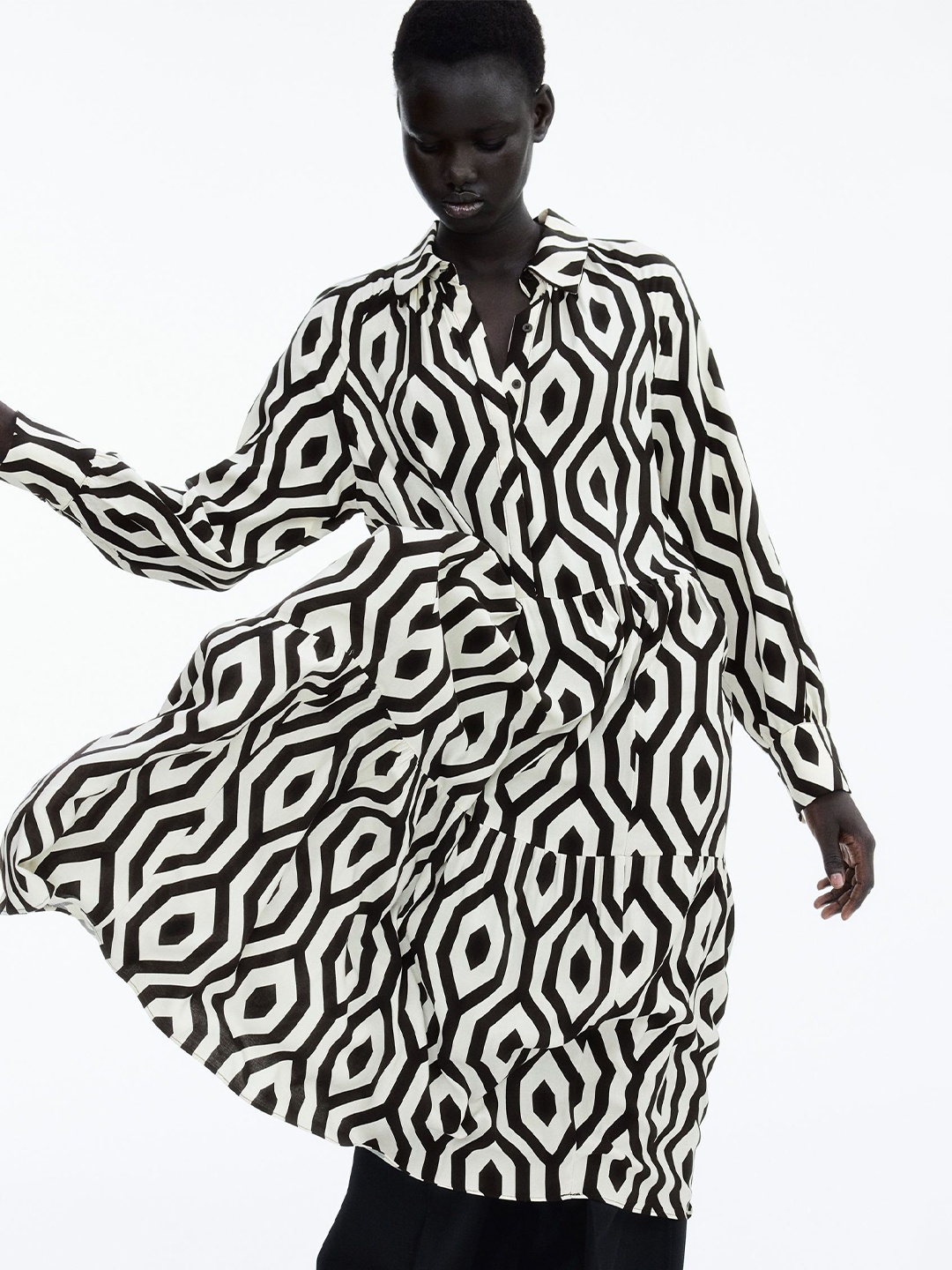 

H&M Viscose Shirt Dress, Black
