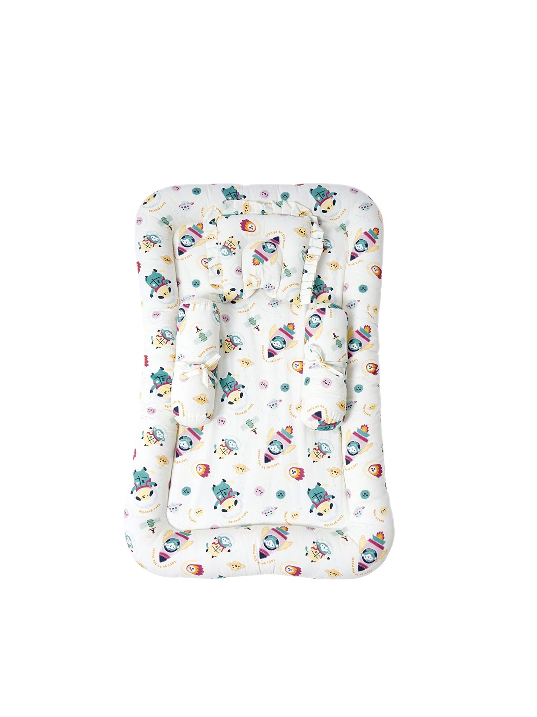 

TIDY SLEEP Kids Blue & White Printed Cotton Baby Bed Set