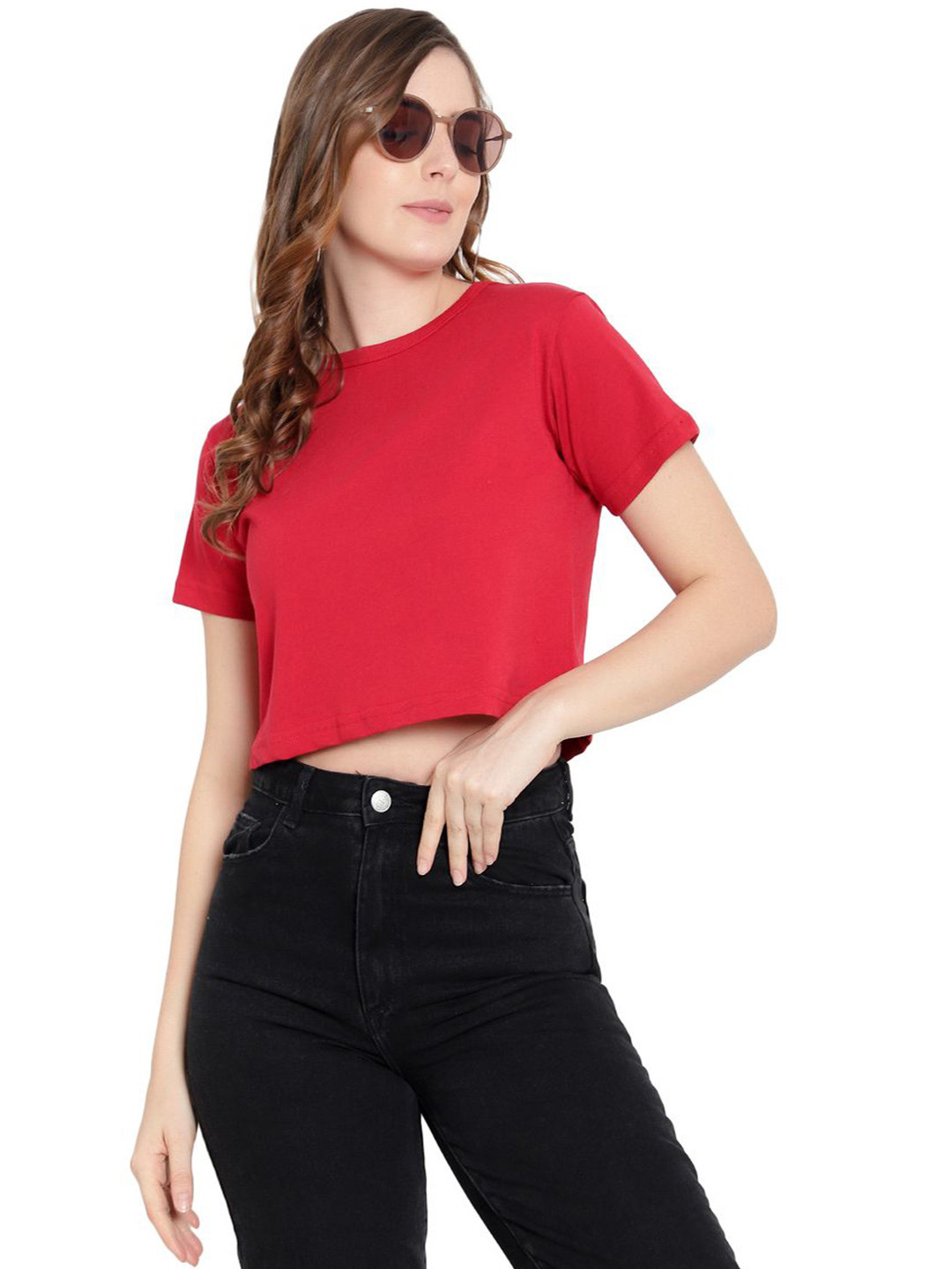 

DEEPMAYRA COLLECTION Women Cotton T-shirt, Red