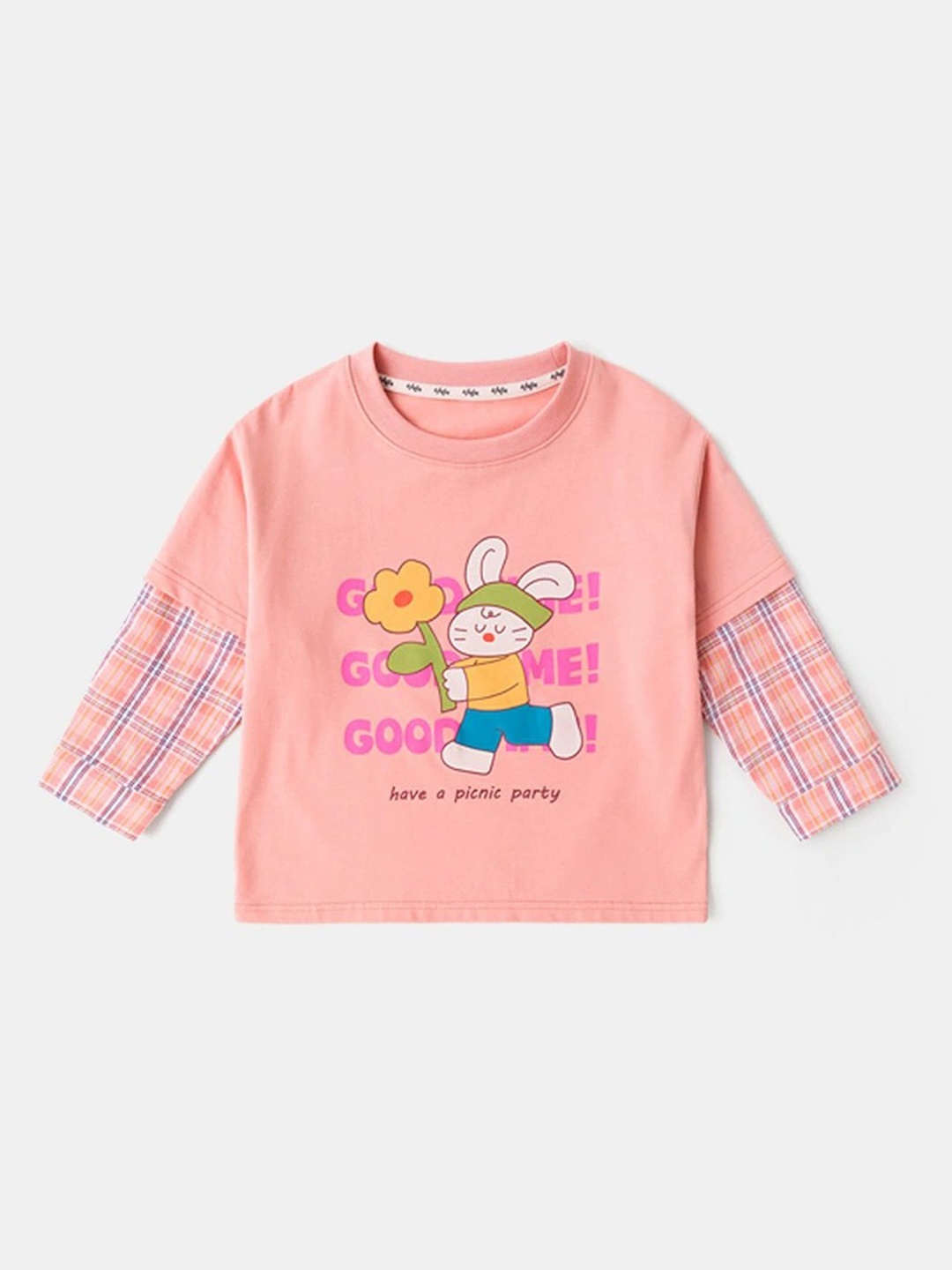 

LULU & SKY Girls Floral Printed Applique T-shirt, Pink