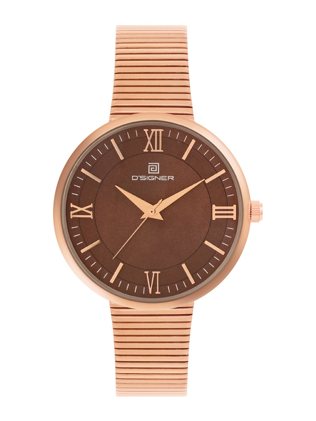 

D'SIGNER Women Brass Patterned Dial & Stainless Steel Straps Analogue Watch 911RGM.9L, Brown