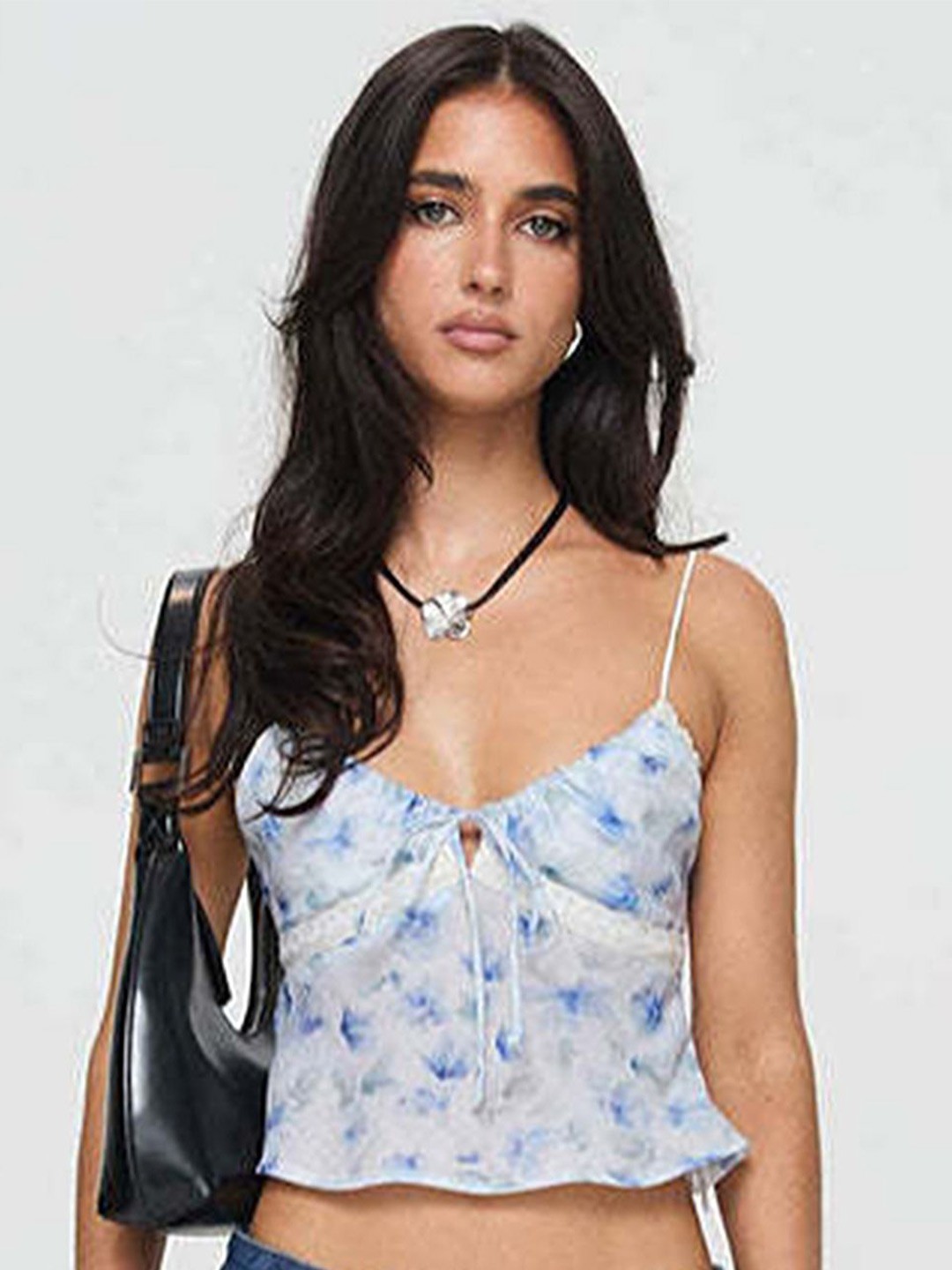

LULU & SKY Floral Print Crop Top, Blue