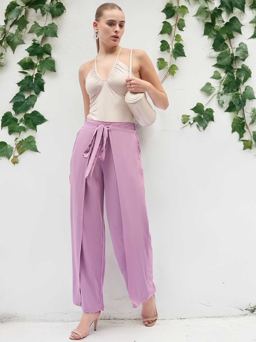 

DressBerry Women Relaxed Wide Leg Trousers, Lavender