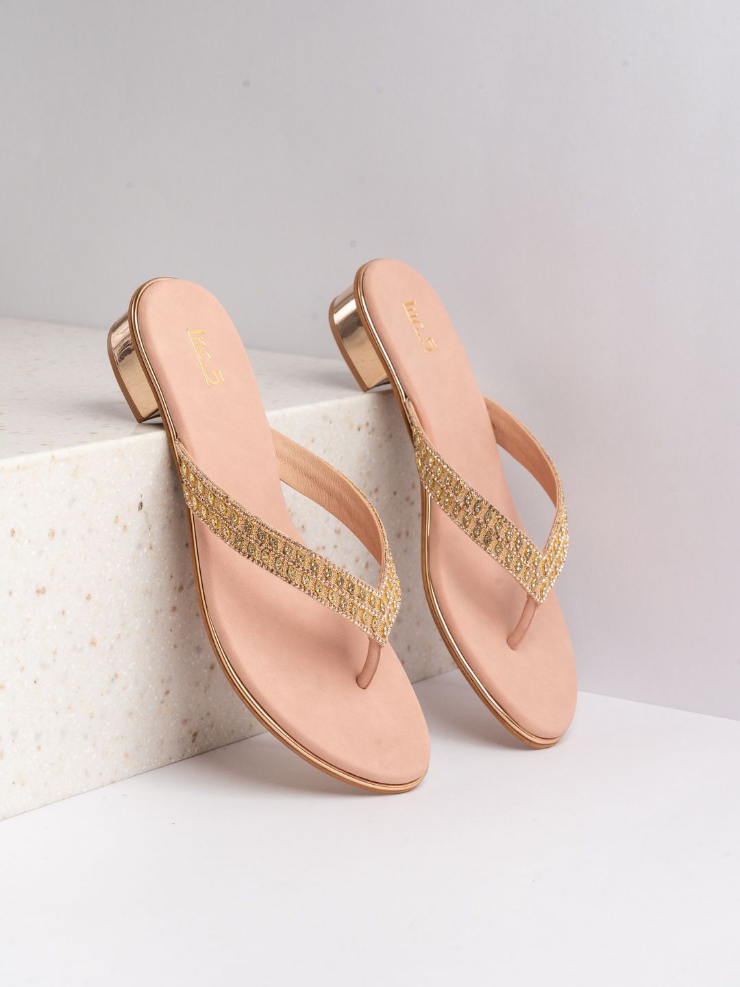 

Inc 5 Women Embellished Ethnic T-Strap Flats, Rose gold