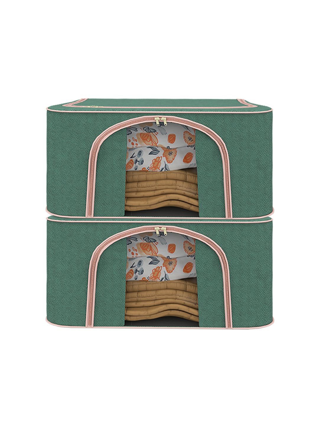 

Kuber Industries Green & Pink Set of 2 Reusable Drawer Organisers