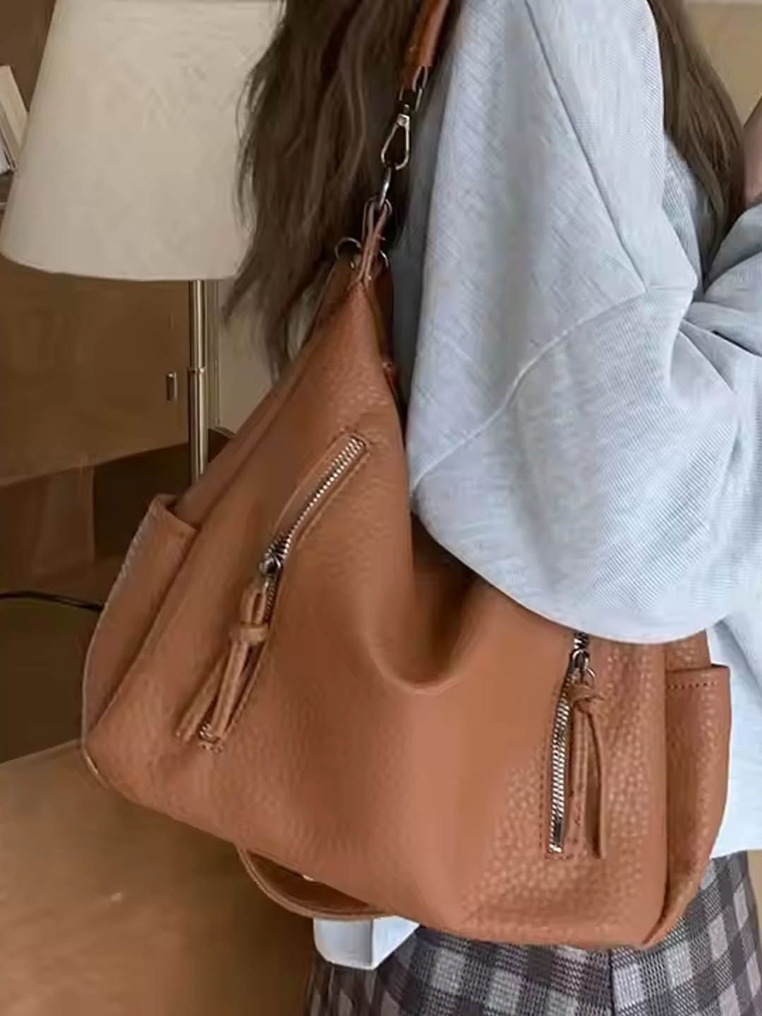 

StyleCast Structured Hobo Bag with Tasselled, Brown