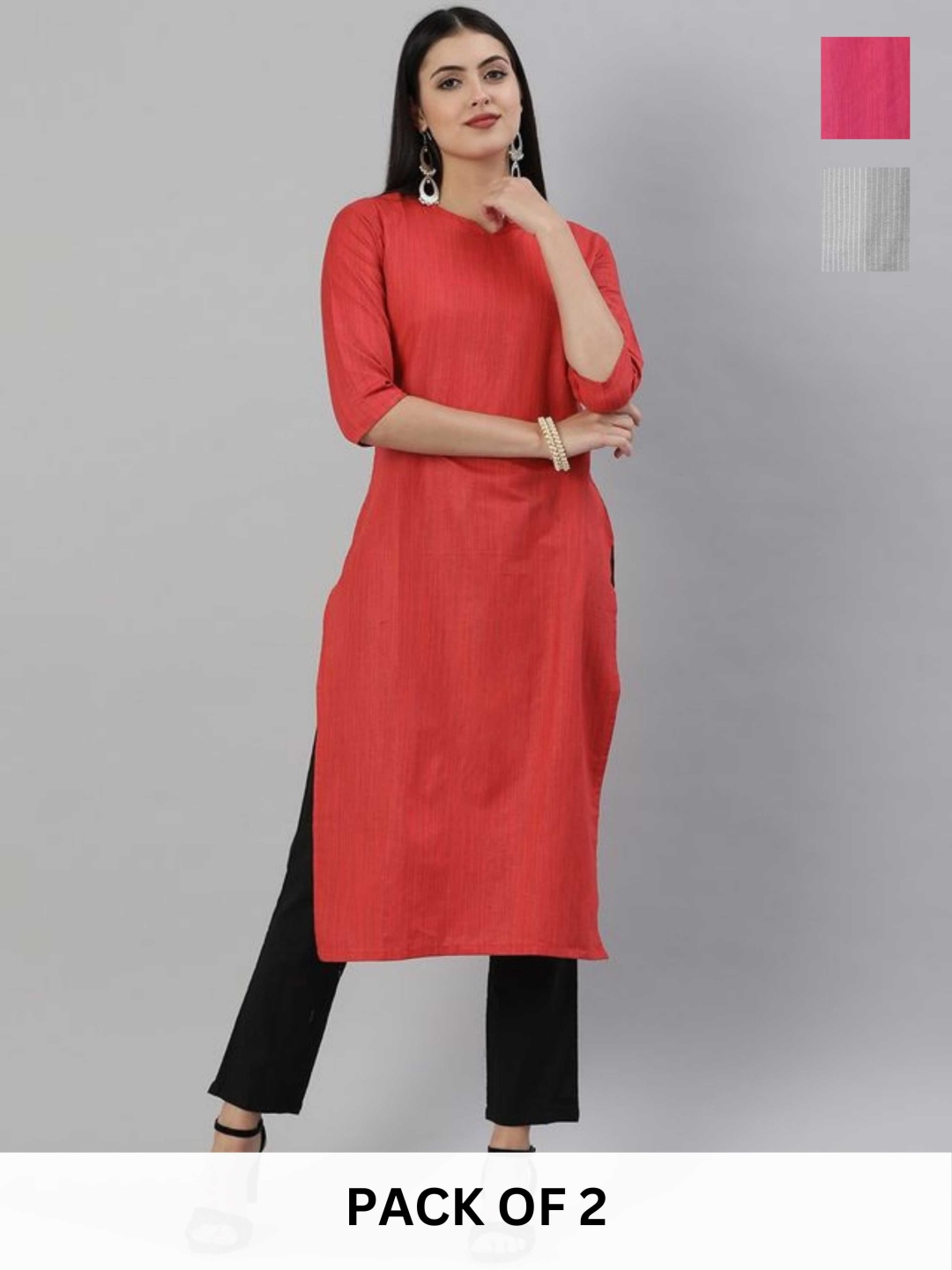 

KALINI Women Striped Kurta, Grey