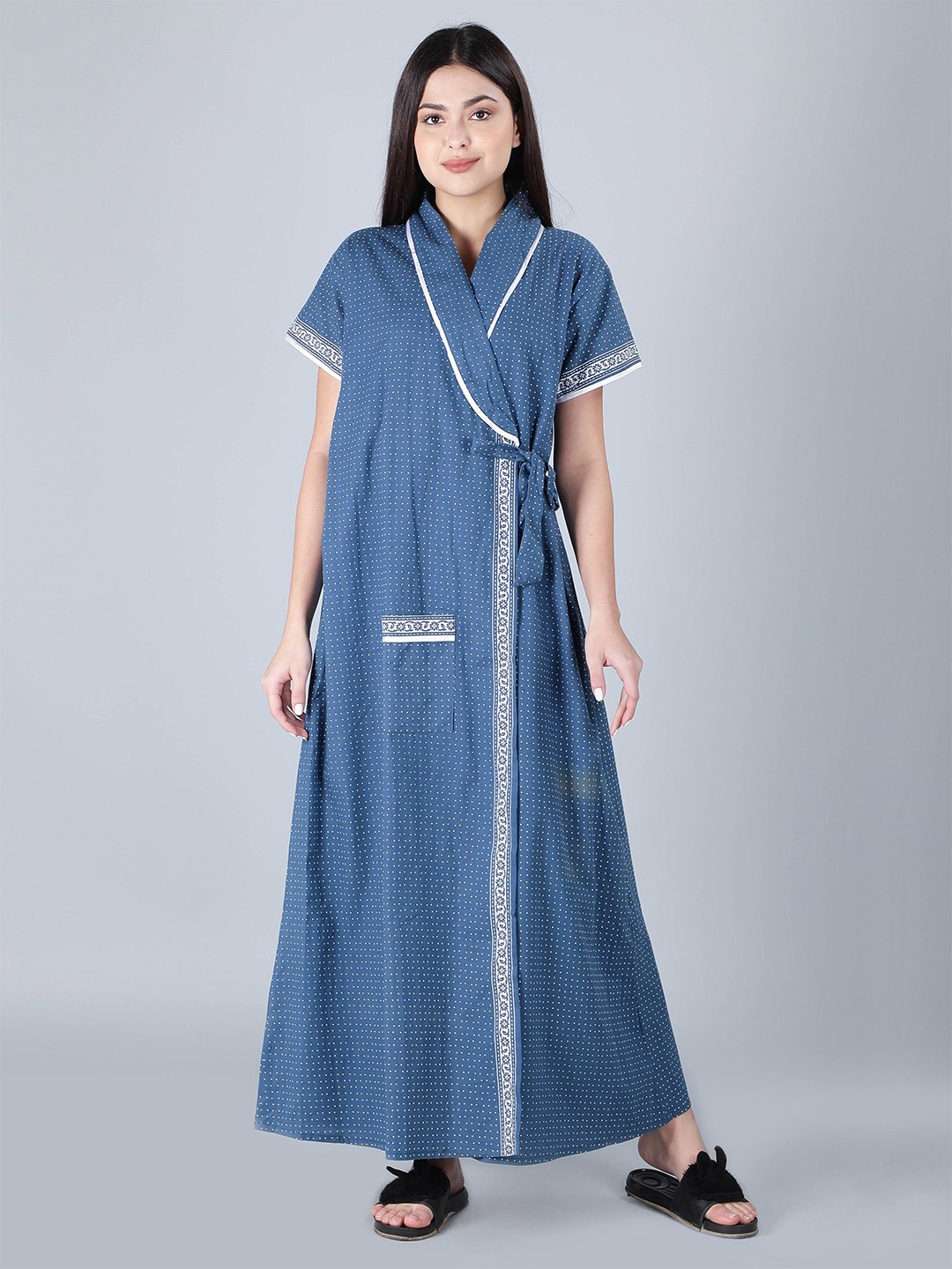 

Galad Women Printed Maxi Nightdress, Blue