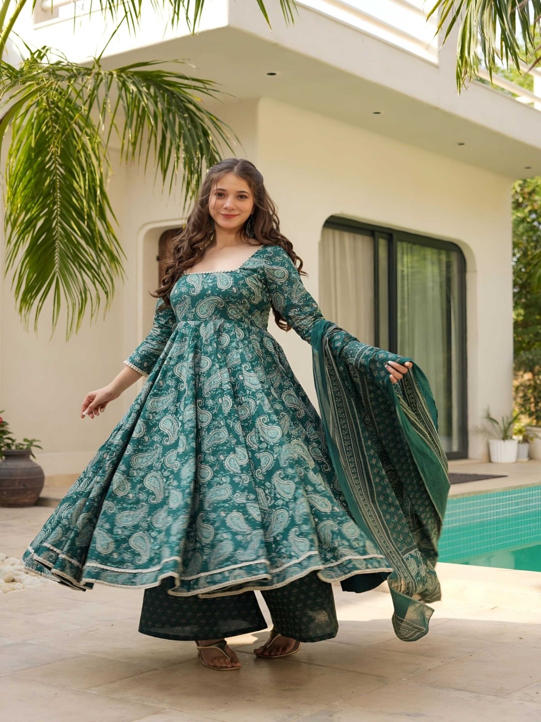 

mimi design Women Regular Kurta with Dhoti Pants & With Dupatta, Teal