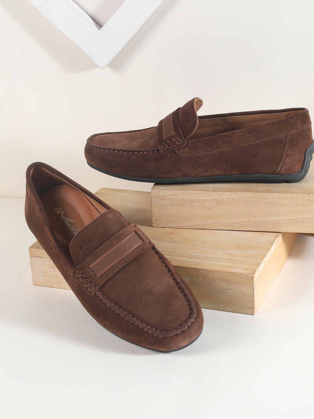 

DAVINCHI Men Comfort Insole Suede Loafers, Tan