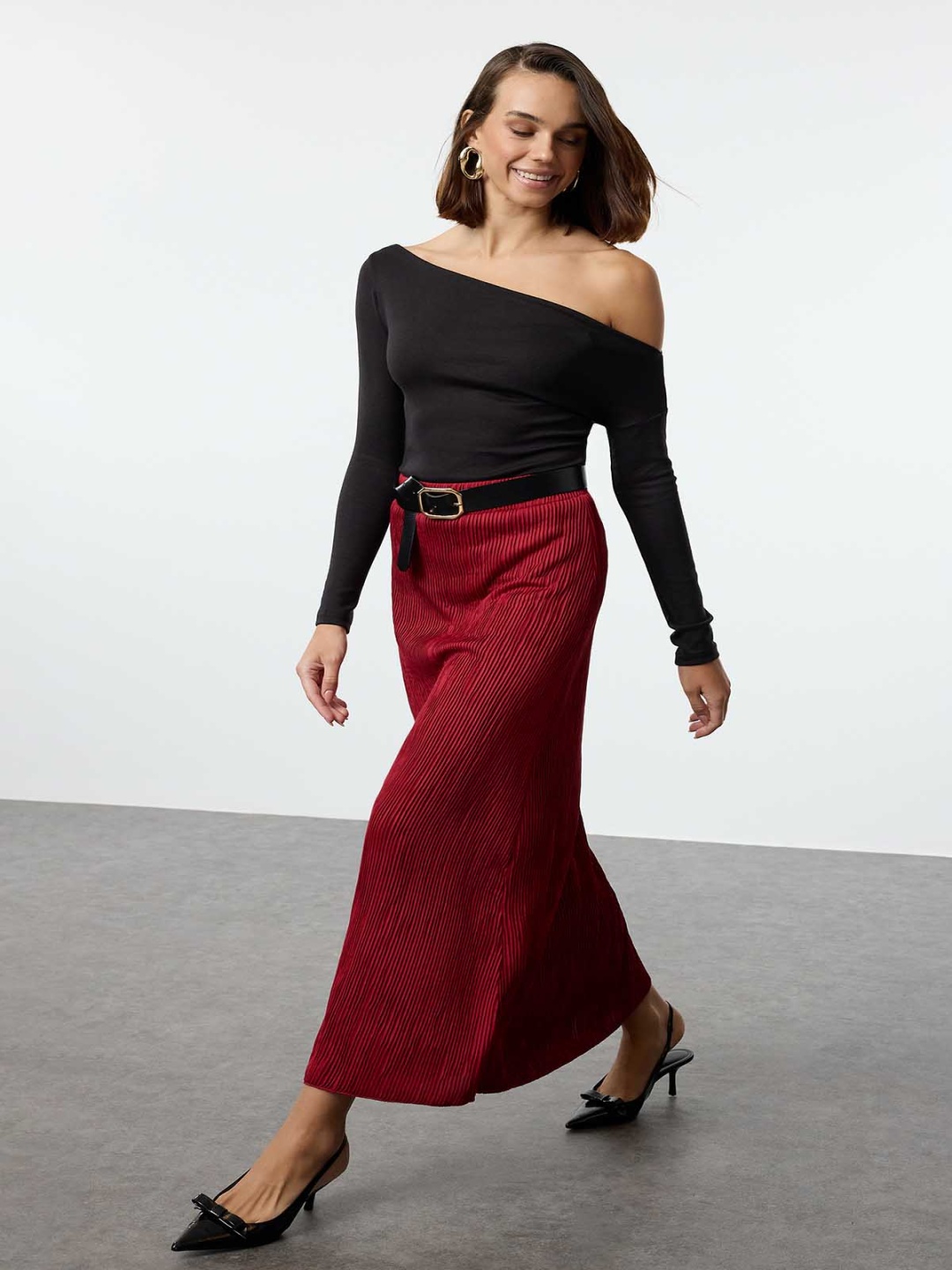 

Trendyol Women A-Line Maxi Skirt, Maroon