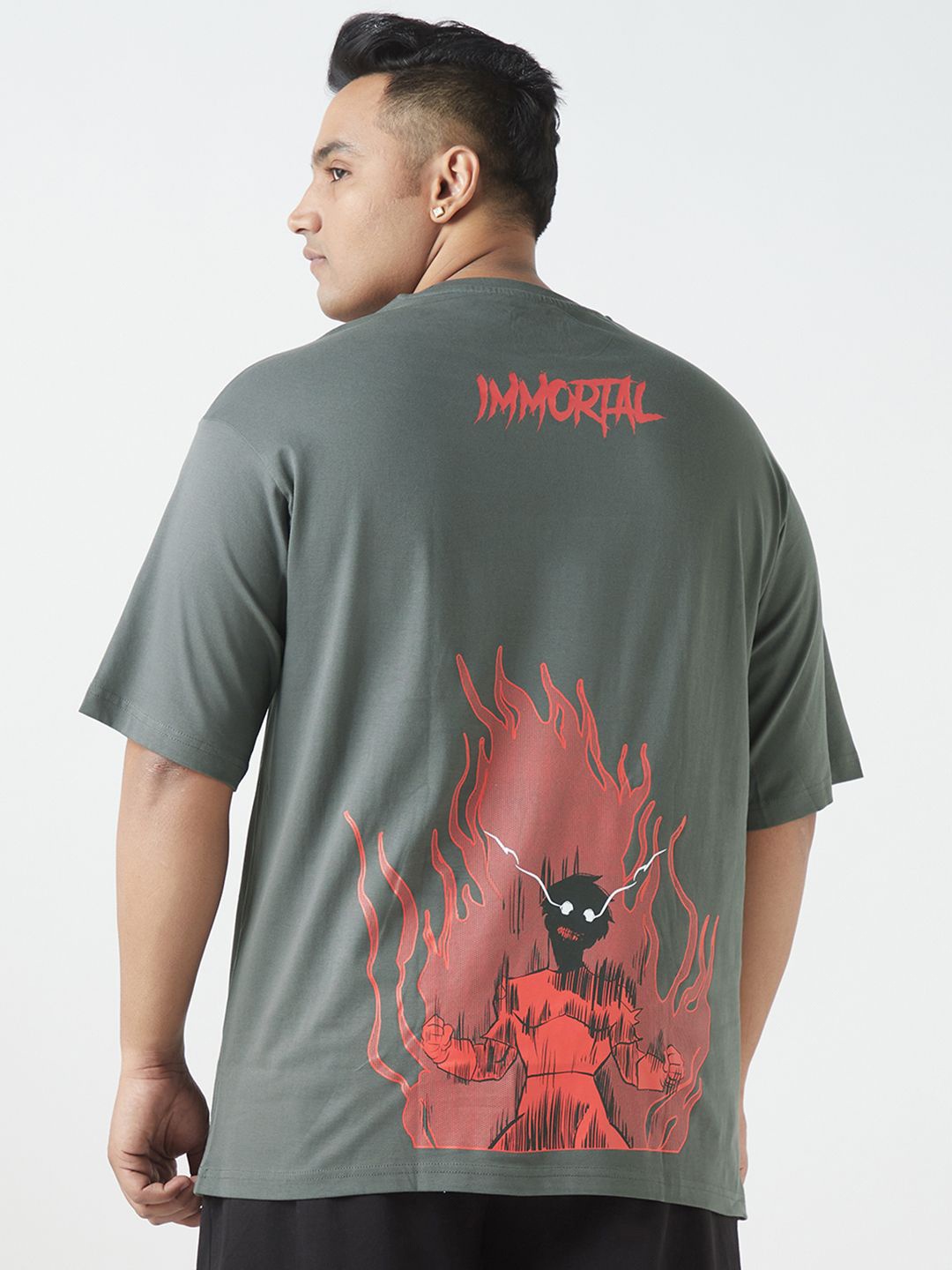

Bewakoof Plus Men Printed T-shirt, Grey