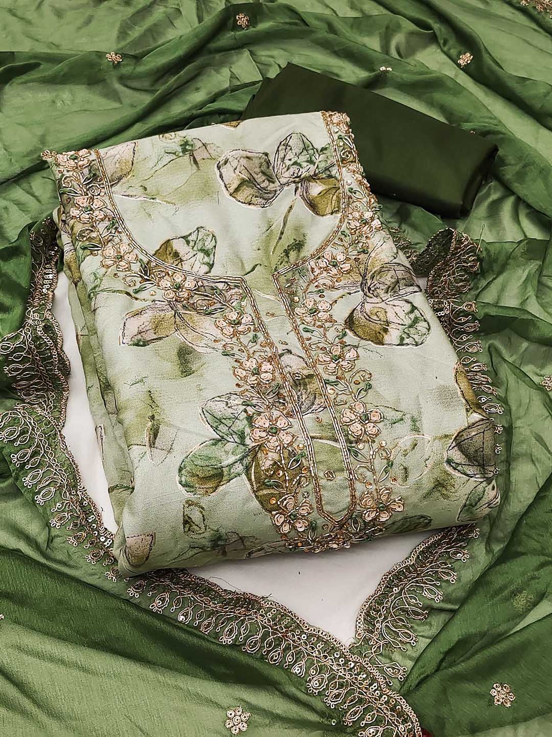 

Maroosh Embroidered Unstitched Dress Material, Green