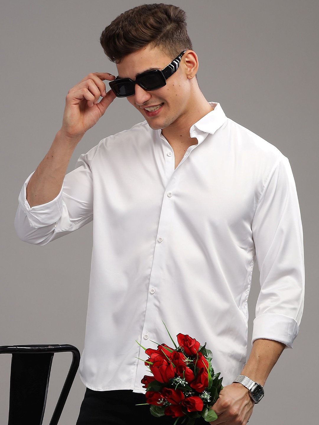 

BS BLUE SQUAD Men Slim Fit Opaque Casual Shirt, White