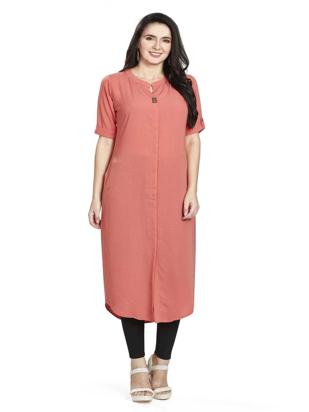 

Nioni Women Khadi Kurta, Peach