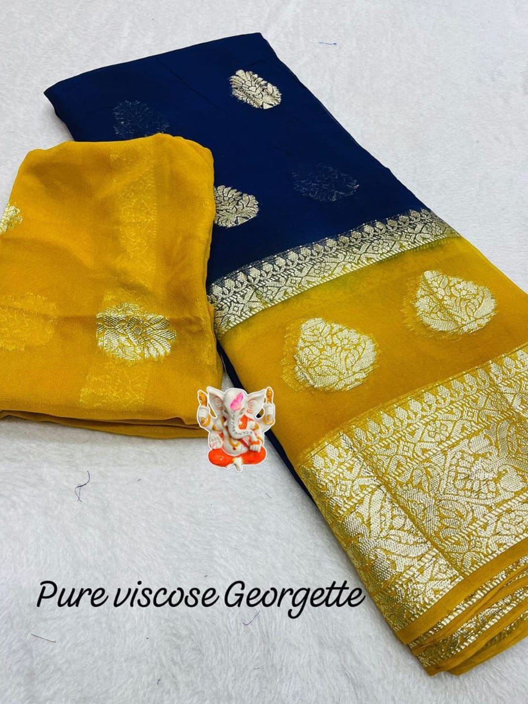 

PAYAL CREATION Ethnic Motifs Zari Pure Georgette Saree, Yellow