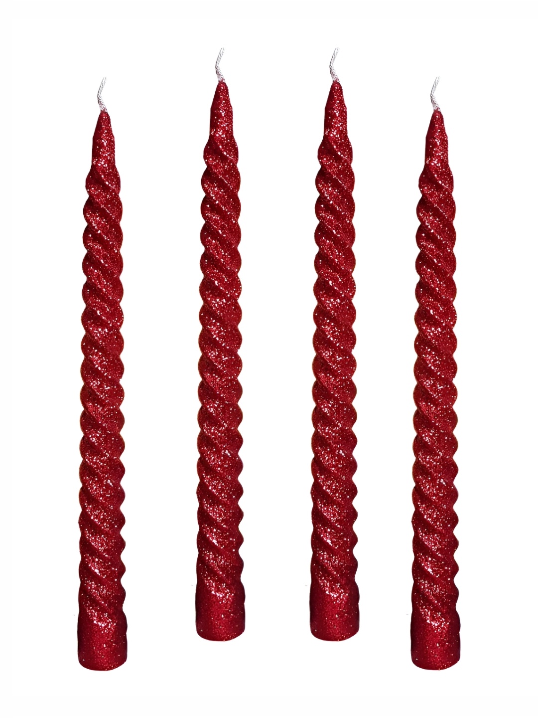 

atorakushon Paraffin Wax Pack of 4 Red Glitter Spiral Candle