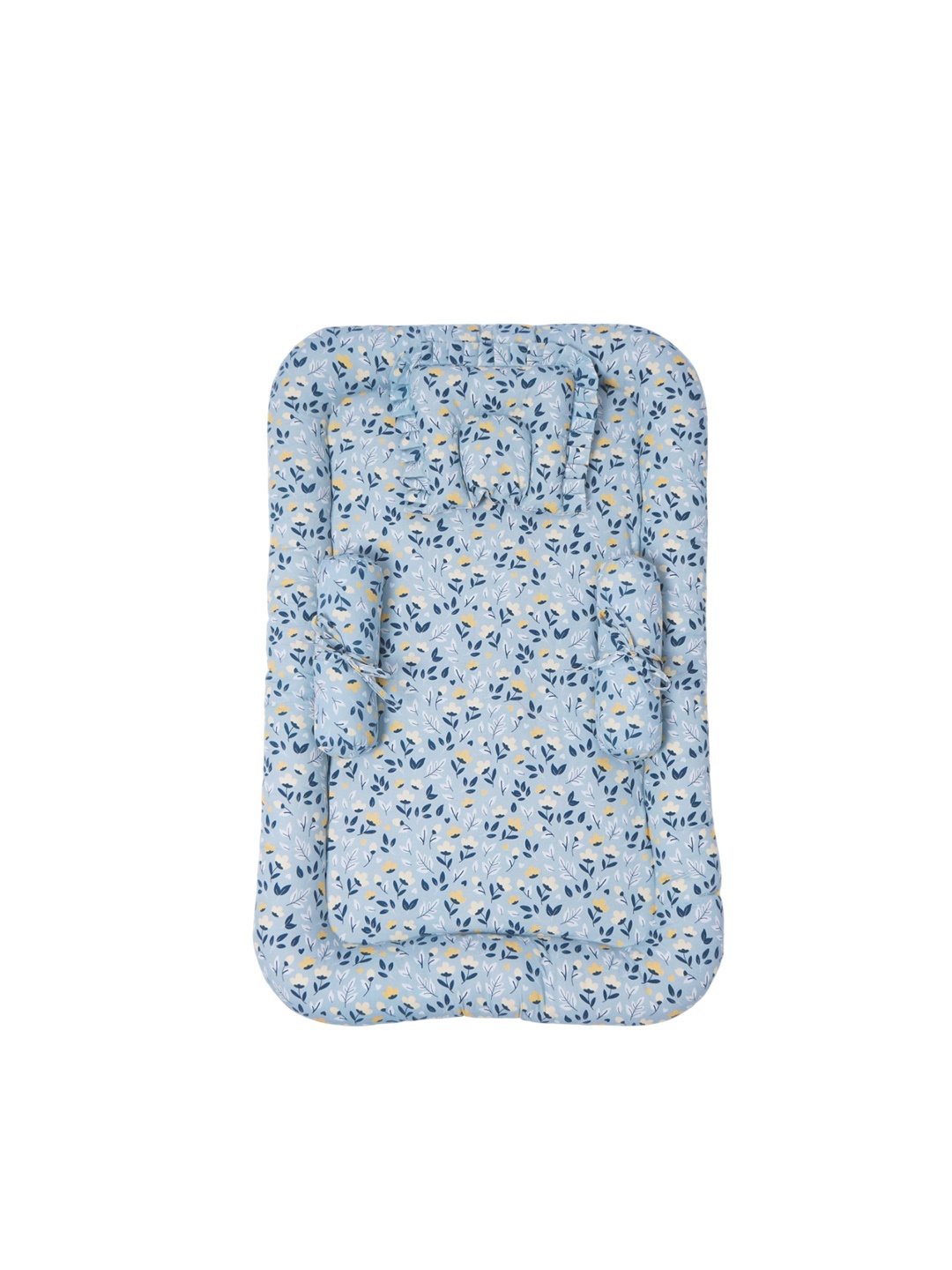 

TIDY SLEEP Kids Teal Blue & Beige Printed Pure Cotton Baby Bed Set