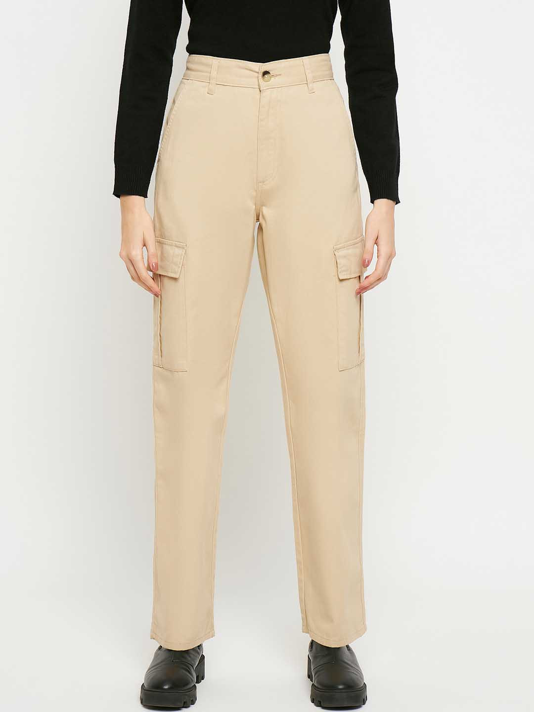 

Madame Women Regular Fit Cargos Trousers, Beige
