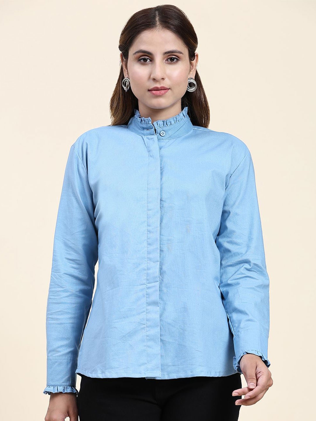 

Anushil Women Opaque Formal Shirt, Blue