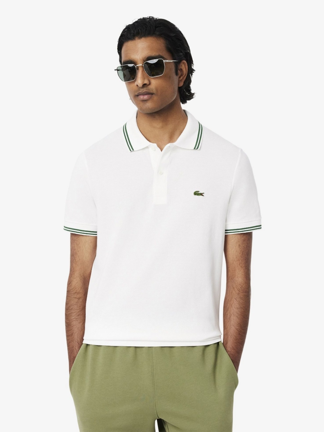 

Lacoste Men Polo Collar Applique T-shirt, White