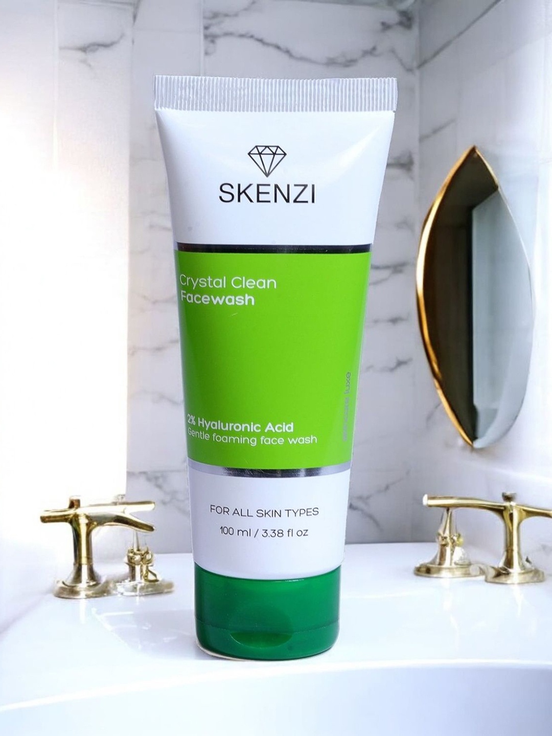 

SKENZI Crystal Clean Foaming Facewash With 2% Hyaluronic Acid- 100 ml, Green