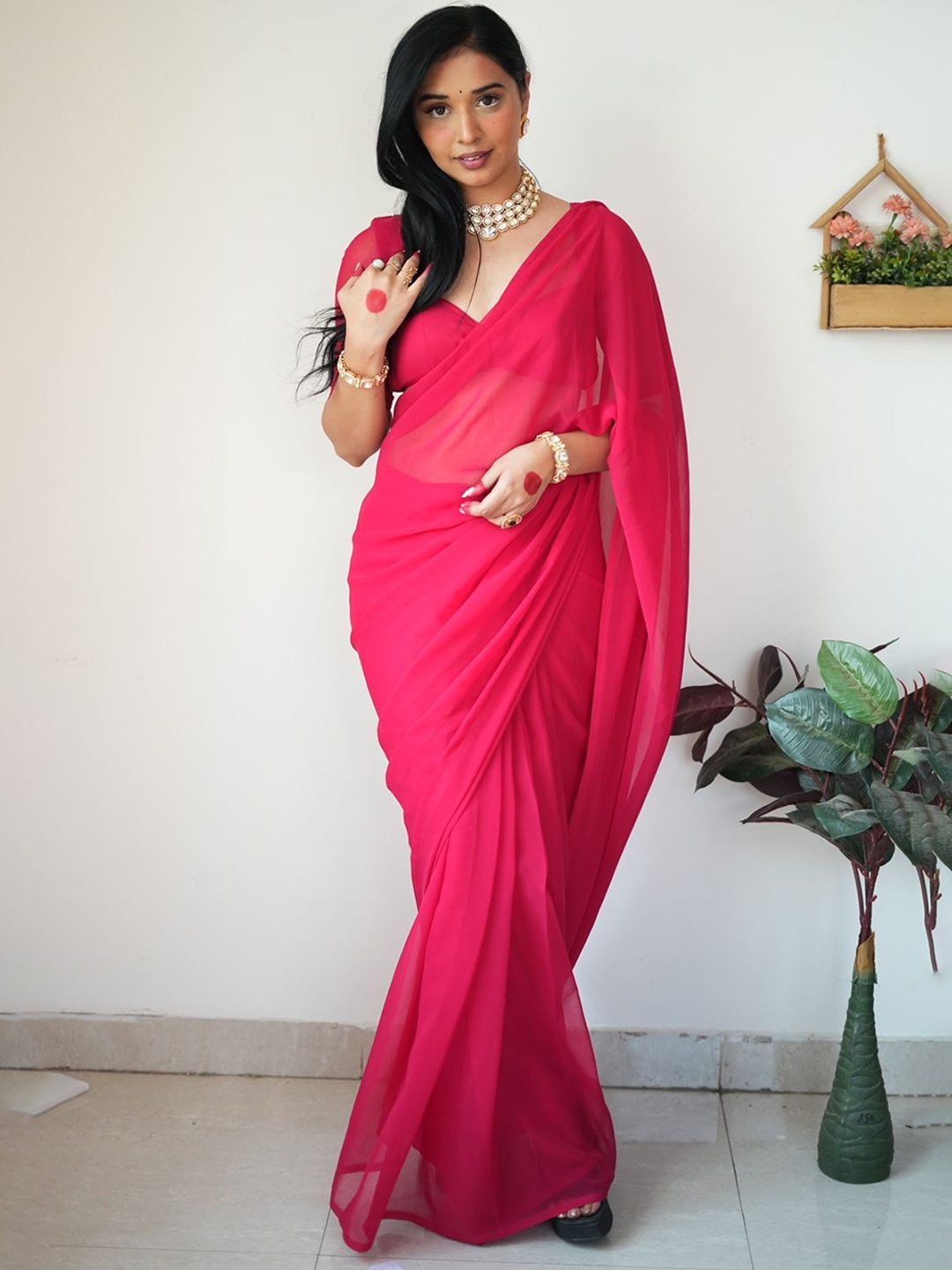 

HMP Fashion Ready to Wear Saree, Pink
