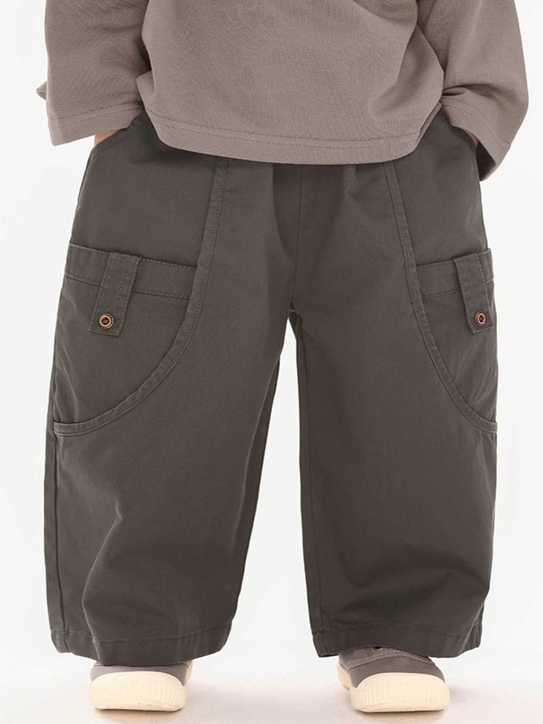 

LULU & SKY Boys Loose Fit Cargos Trousers, Grey