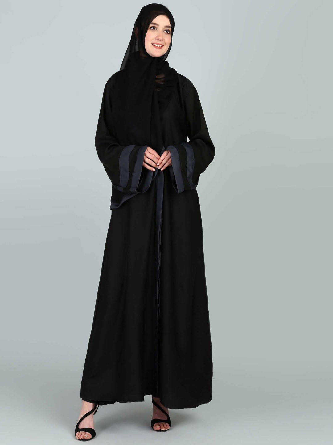 

BROKE BRAND Front Open Abaya Burqas, Grey