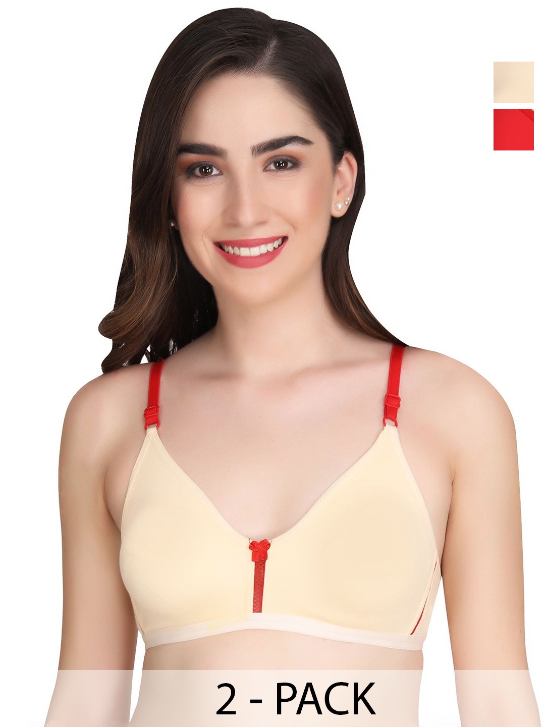 

Liigne Women Pack of 2 T - Shirt Full Coverage Bra, Yellow