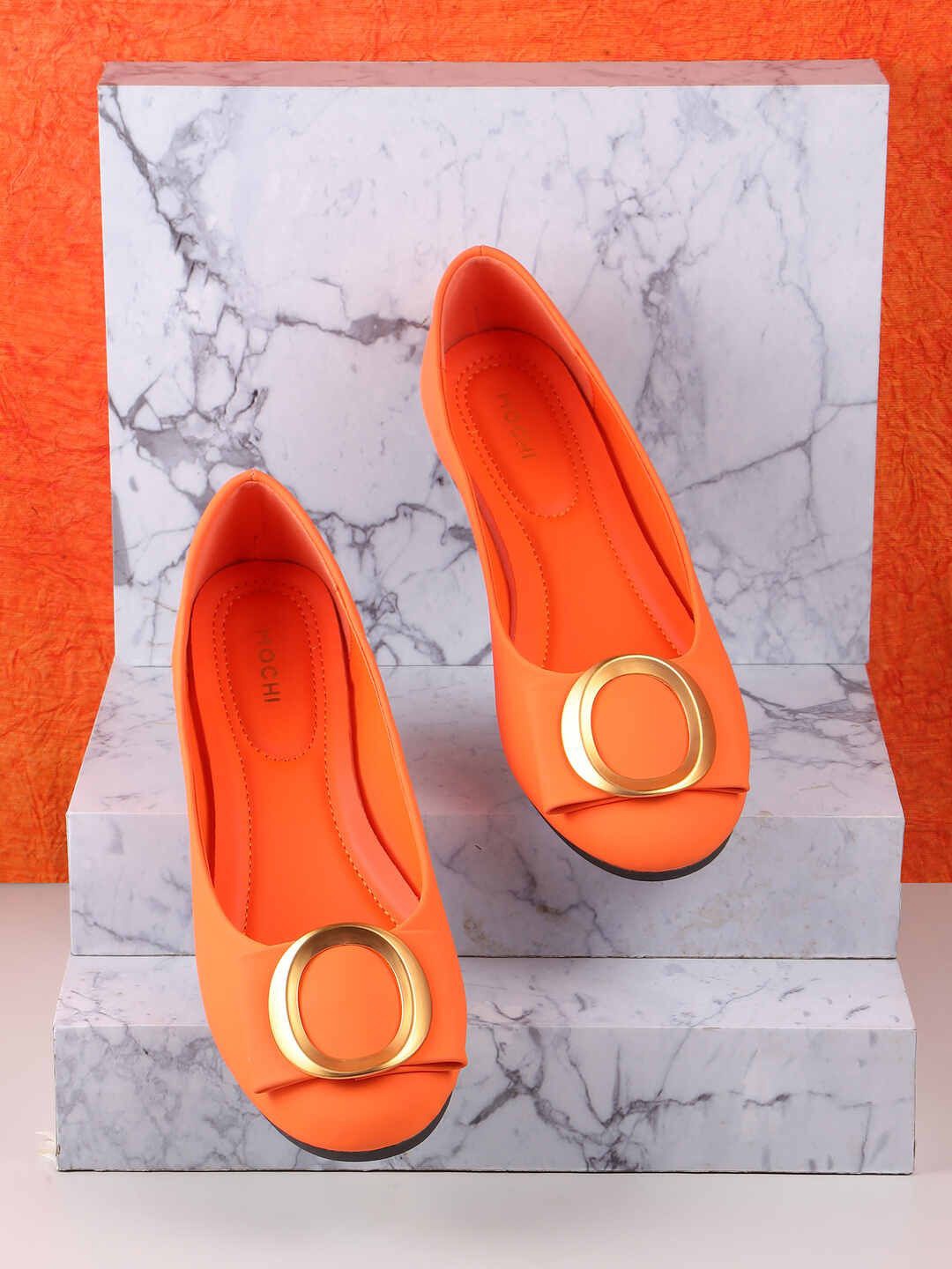 

Mochi Printed Platform with Buckles, Orange