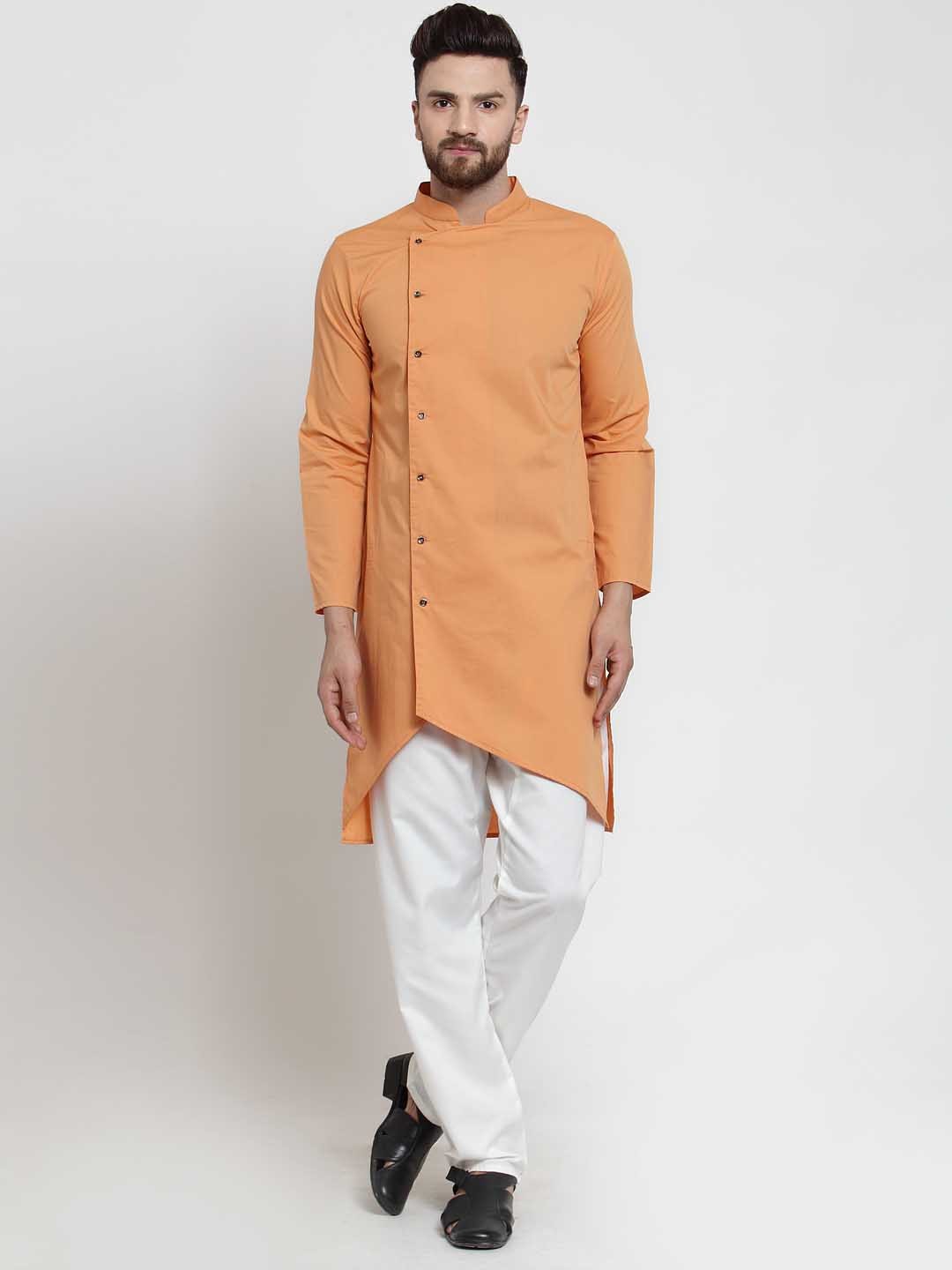 

Moda Rapido Mandarin Collar Thread Work Kurta, Orange