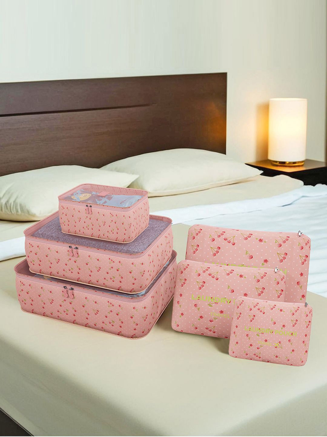 

Kuber Industries 30 Pcs Printed Foldable Travel Pouches, Pink