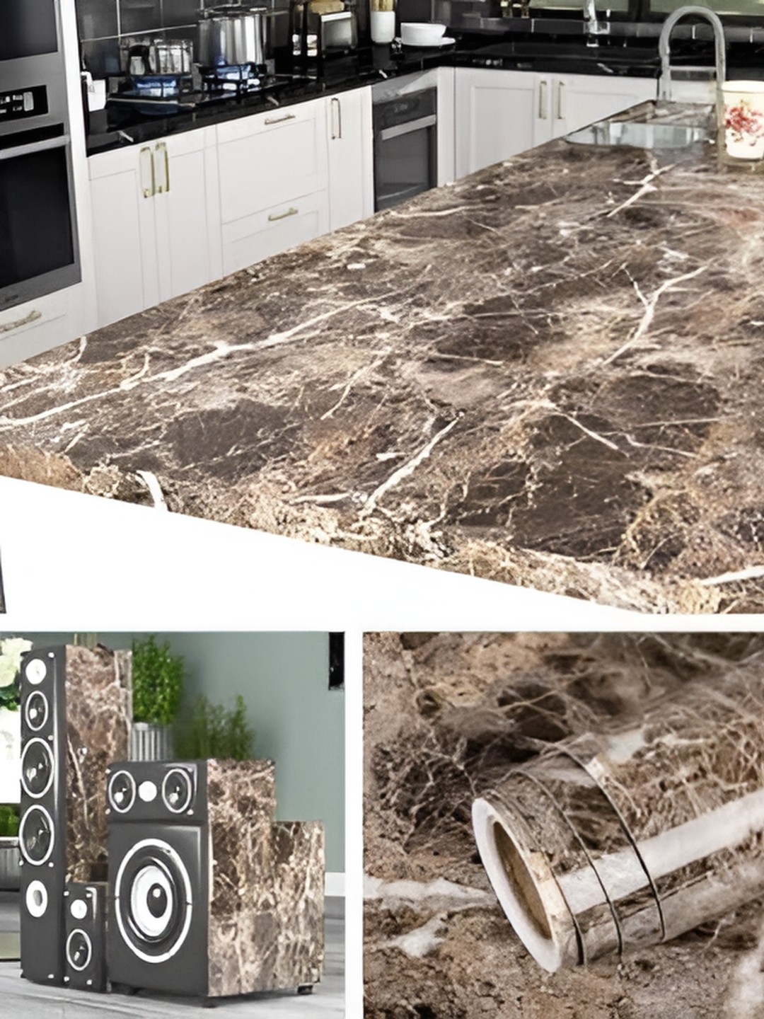 

ANNA CREATIONS Brown & White Abstract Printed Decorative Wallpaper