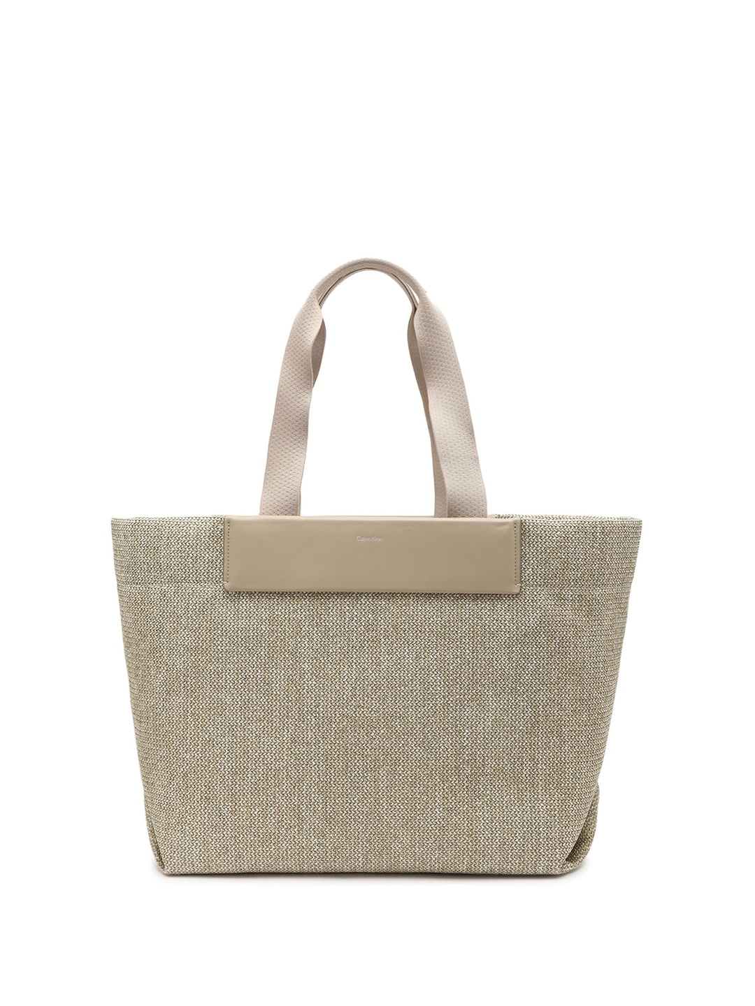 

Calvin Klein Oversized Shopper Handheld Bag with Cut Work, Brown