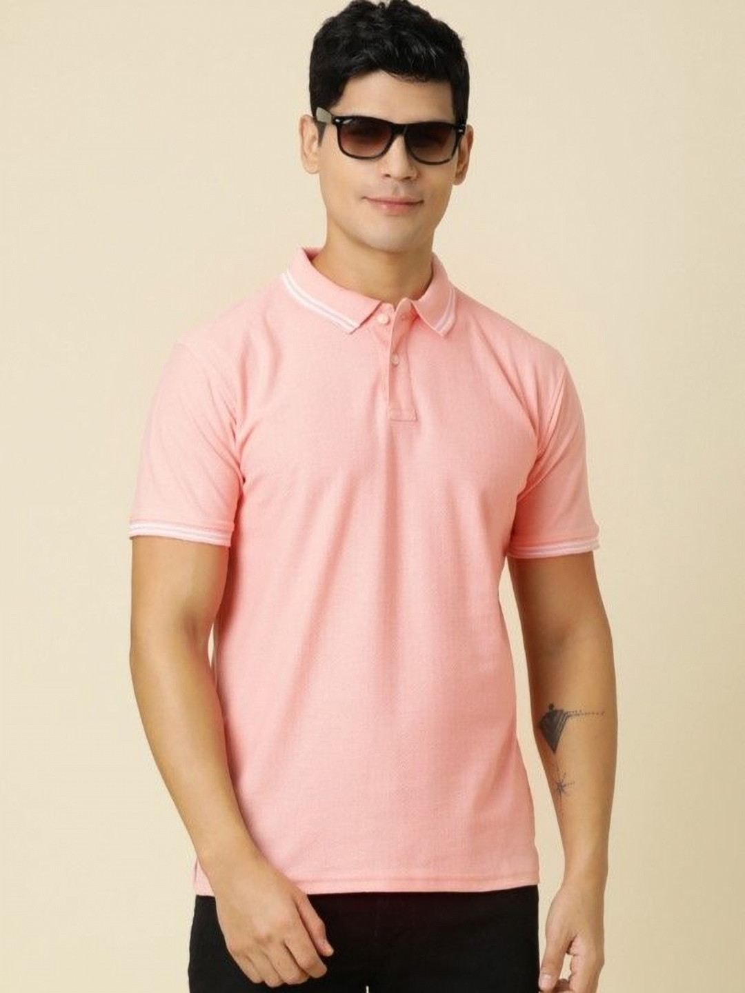 

Provogue Men Polo Collar Dri-FIT T-shirt, Pink