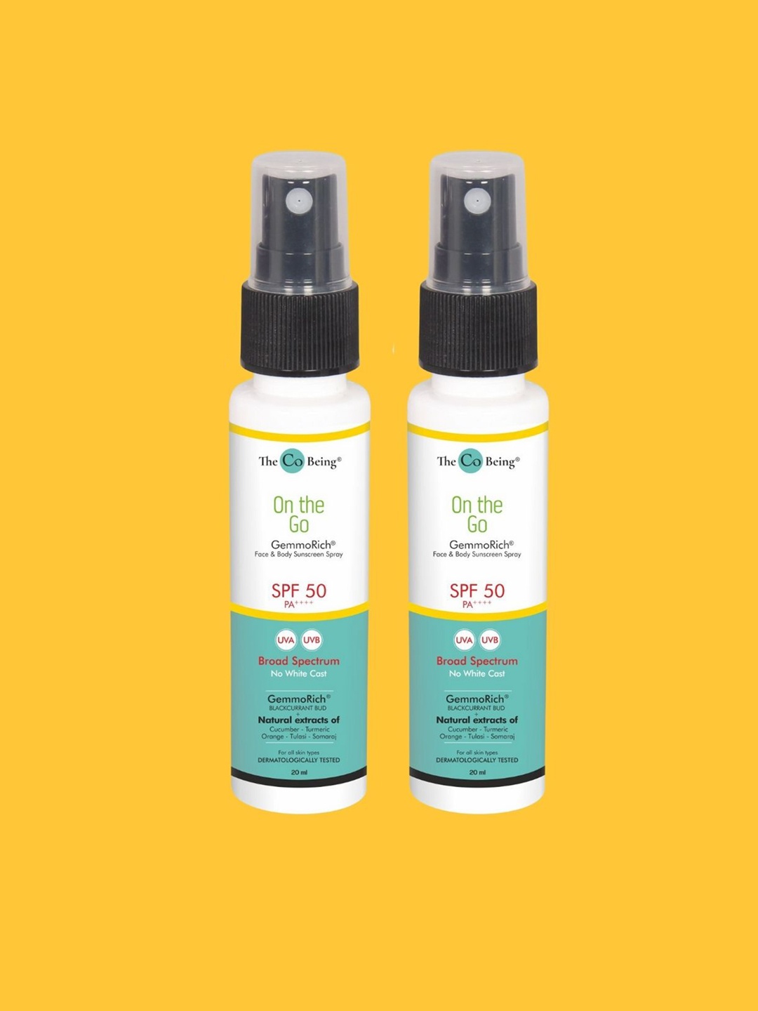 

The Co Being Set Of 2 SPF 50 PA++++ Face Sunscreen Spray- 20 ml Each, White