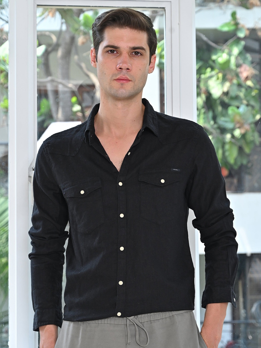 

Pixel - Linen Cotton Shirt - Black