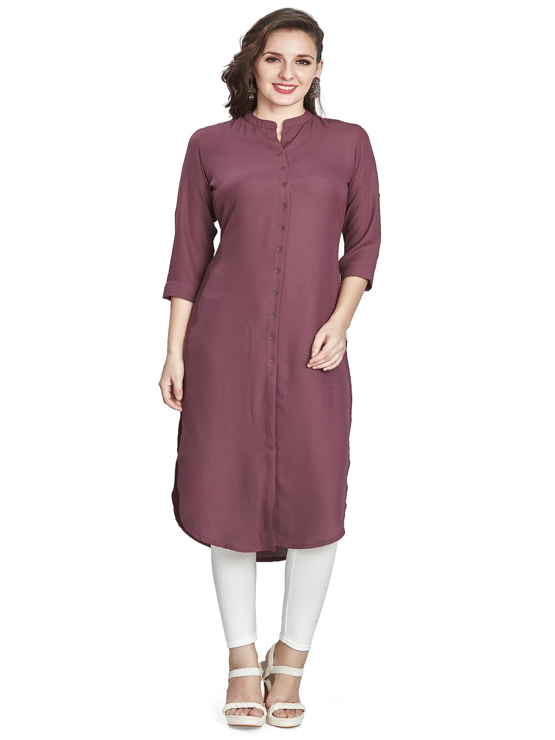 

Nioni Women Thread Work Dobby Crepe Kurta, Mauve