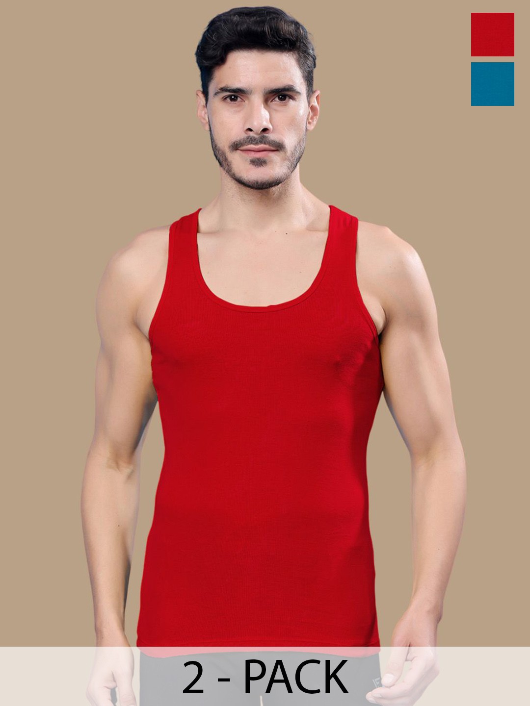 

Friskers Pack Of 2 Pure Cotton Gym Vests - 17012025R-03-20, Red