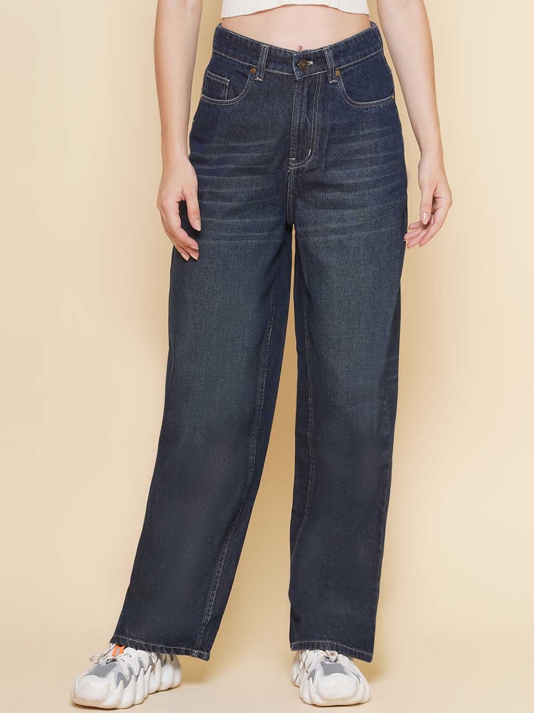 

PUELLA Women Straight Fit High-Rise Light Fade Stretchable Jeans, Blue