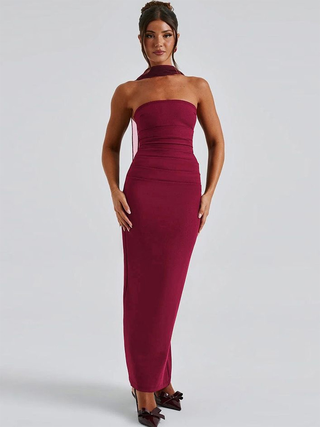 

LULU & SKY Off-Shoulder Maxi Dress, Burgundy