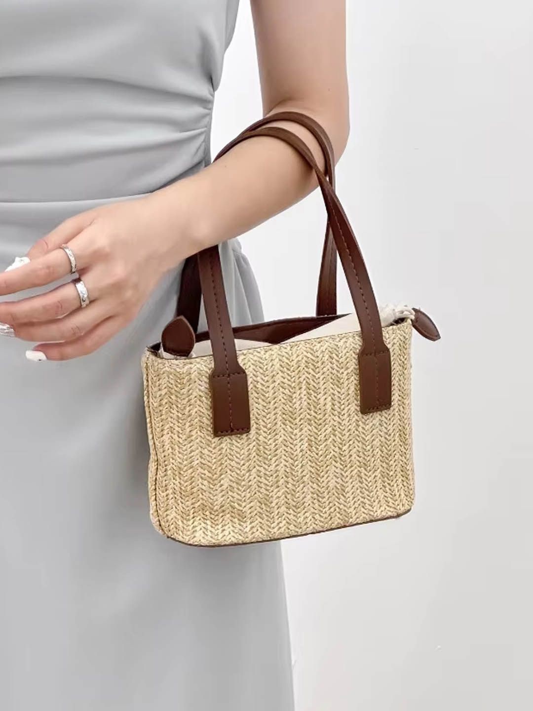 

StyleCast Structured Handheld Bag with Bow Detail, Brown