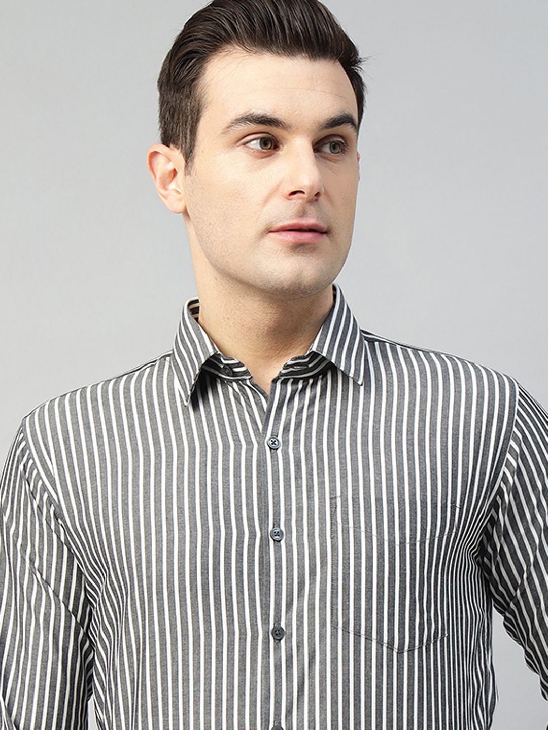 

Hancock Slim Fit Striped Formal Shirt, Grey