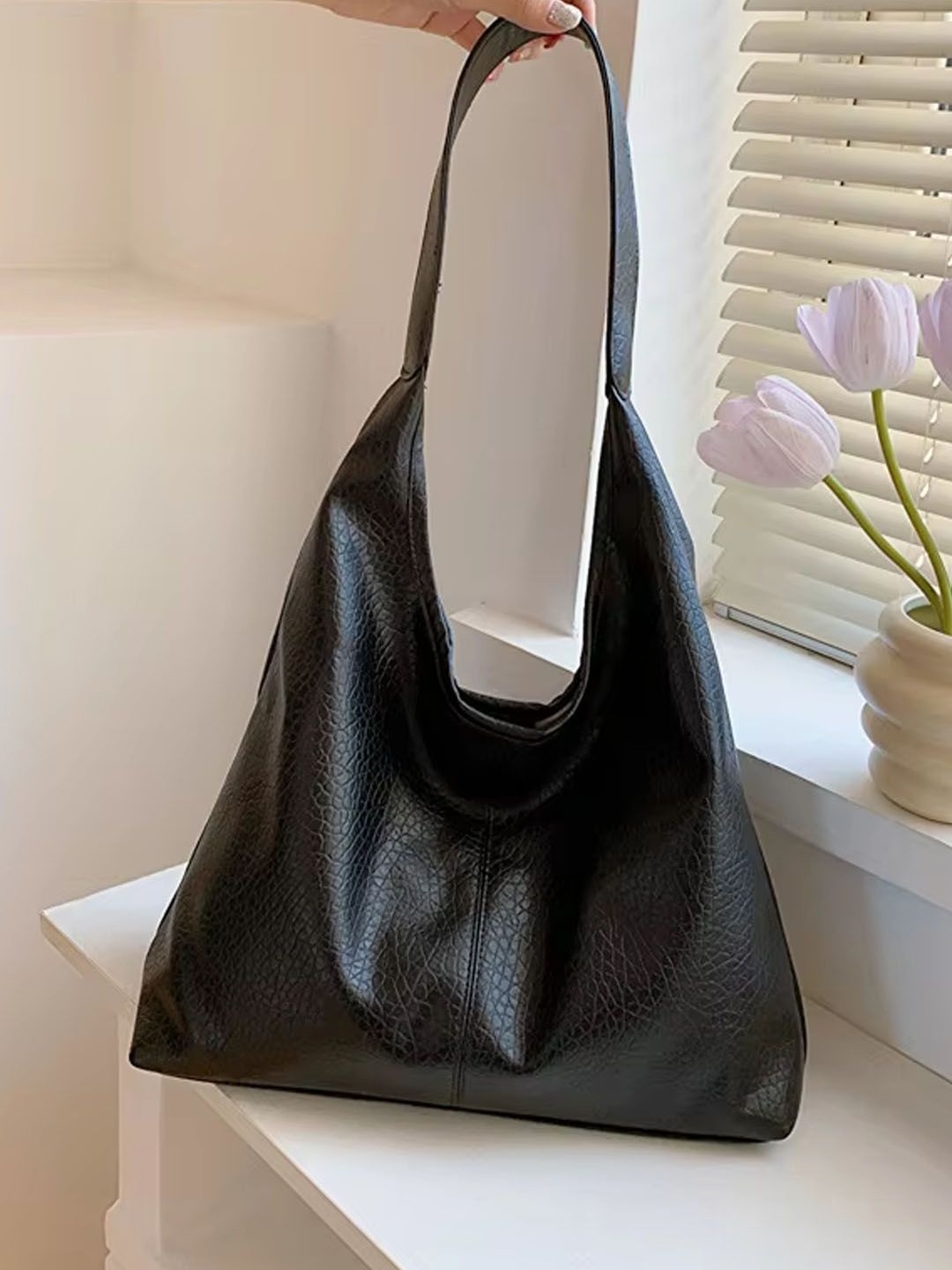 

StyleCast Textured Half Moon Hobo Bag, Black